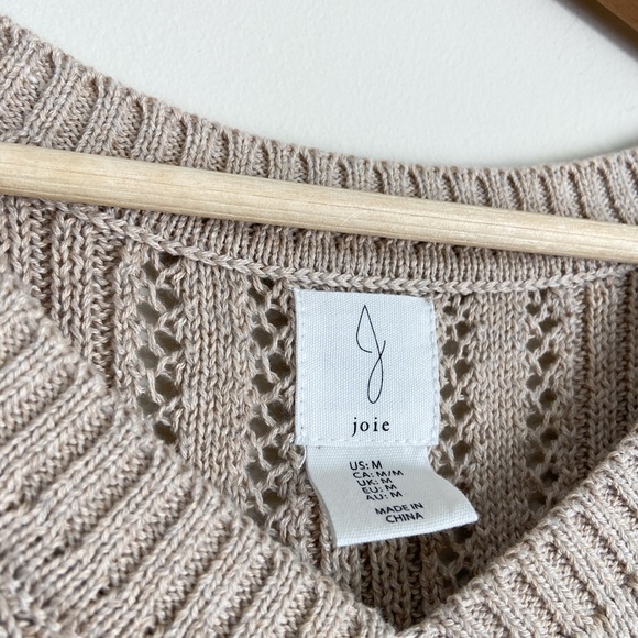 Joie Beige V-Neck Women's Sweater - Picture 3 of 5
